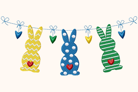 A Detailed Review of Easter Garland Bunnies with Hearts Embroidery