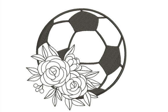 An Embroidered Soccer Ball Surrounded by Gentle Flowers