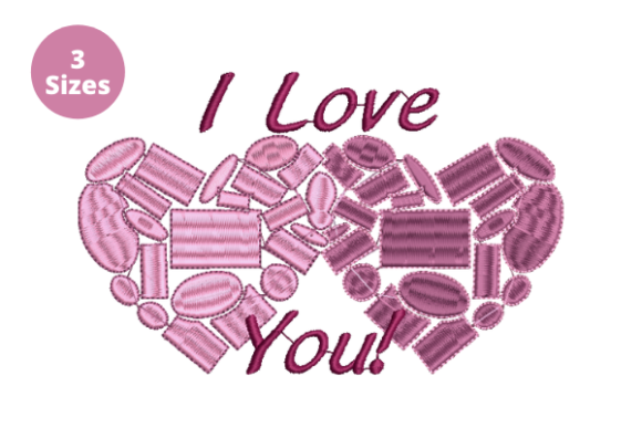 I Love You with Heart: A Cozy Embroidery Design for Gifts