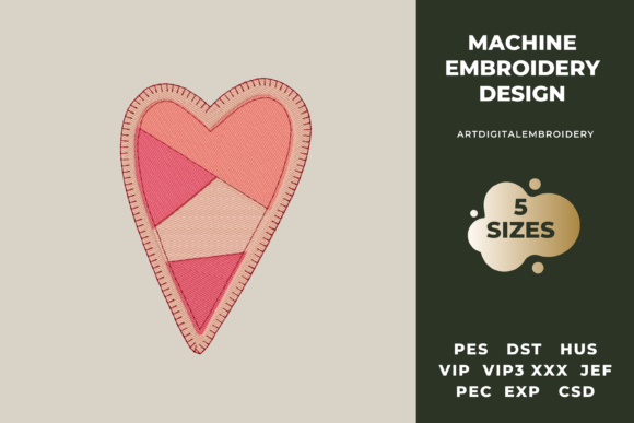 Patchwork Heart: A Cozy Valentine’s Embroidery Design