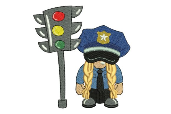 Police Girl Gnome: A Sweet Embroidery Design for Personalized Gifts