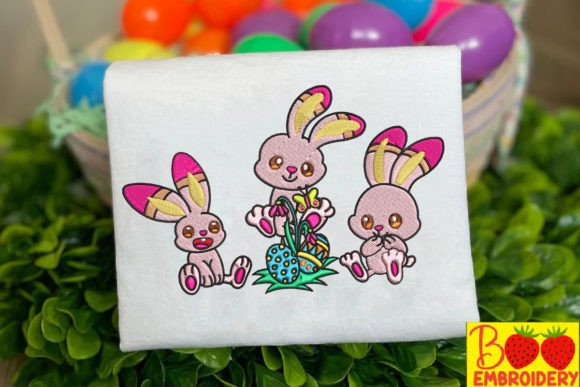 Three Pink Rabbits Easter Day Embroidery Design Review