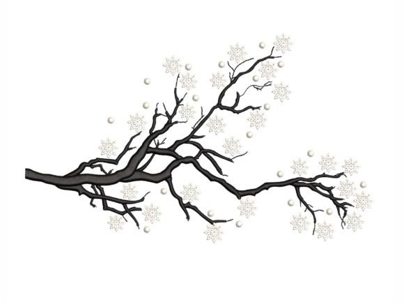 Winter Branch: A Frosty Embroidery Design with Real Potential